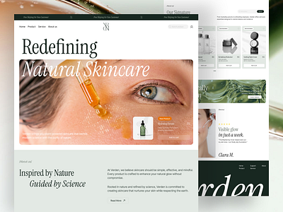 Verden - Beauty Website aestheticweb beautybrand clean dribbbleinspiration elegantlayout emura studio figmadesign lifestylebrand logo minimaldesign moderninterface naturalcare organicfeel premiumlook productlandingpage productshowcase skincarewebsite uiuxdesign verden webdesigninspiration