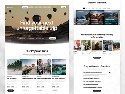 Nomira - Travel Website landing page landing page design tourism travel travel agency travel package travel website travelling travelling website ui ui design uiux uiux design ux vacation web web design website website design