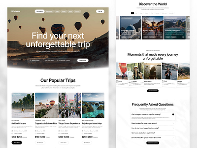 Nomira - Travel Website landing page landing page design tourism travel travel agency travel package travel website travelling travelling website ui ui design uiux uiux design ux vacation web web design website website design