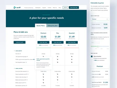 Pricing Page - Veriff Website design system
