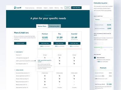 Pricing Page - Veriff Website design system