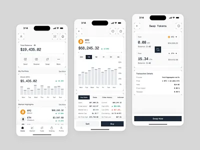 Crypto Wallet App app design blockchain btc coin cryptocurrency eth financial fintech product design sending crypto success ui ux web3