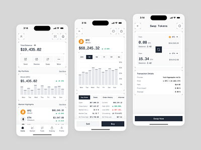 Crypto Wallet App app design blockchain btc coin cryptocurrency eth financial fintech product design sending crypto success ui ux web3
