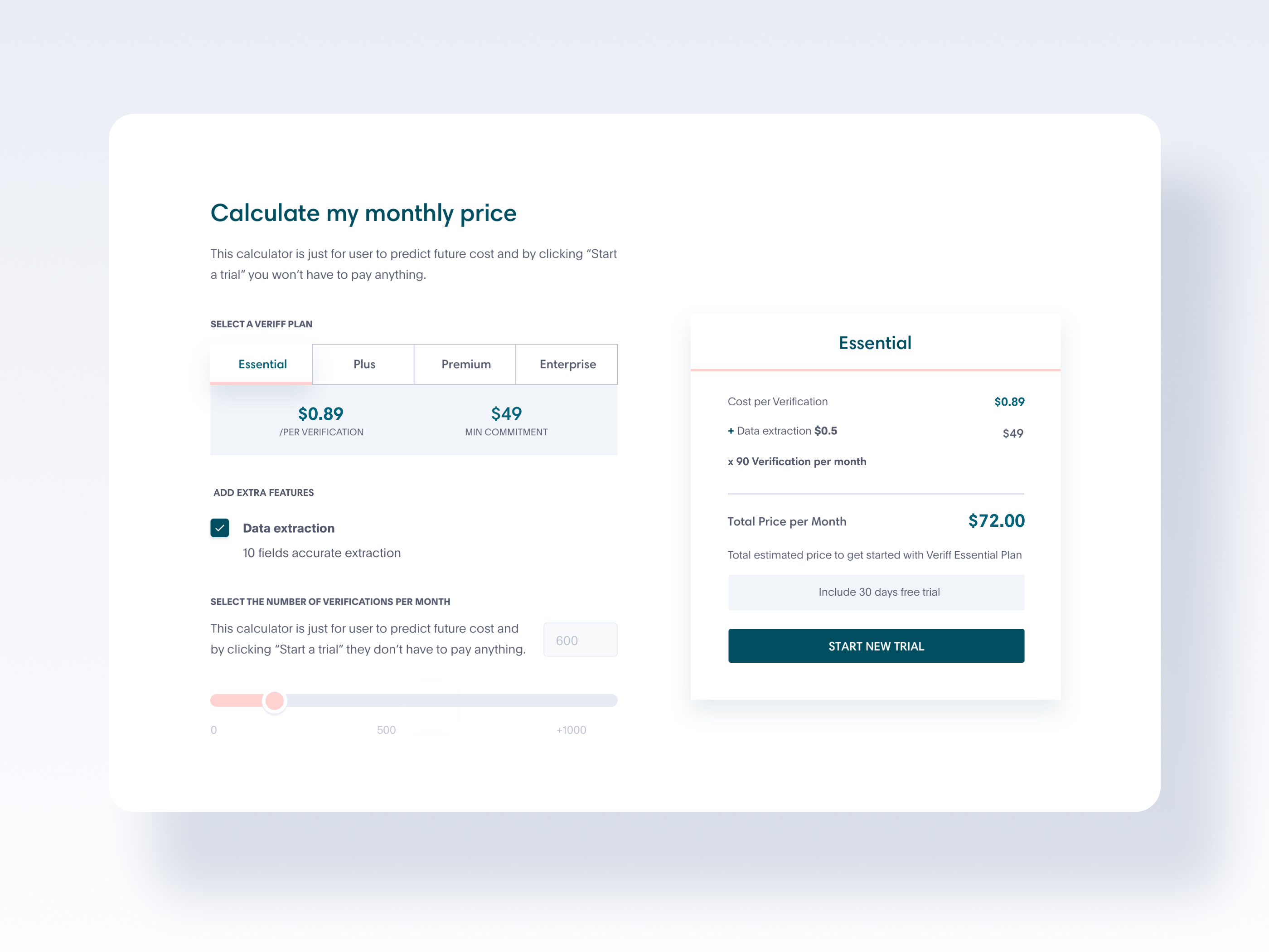 Price Calculator for Veriff design system