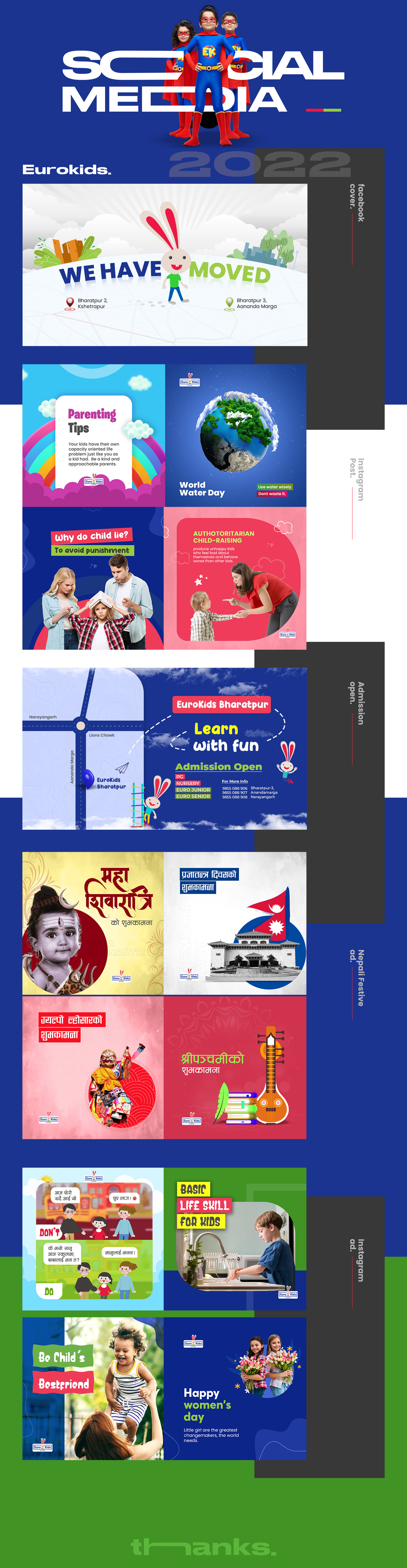 Social Media Campaign | EuroKids School | 2022 design facebook design graphic design illustration instagram design social media post