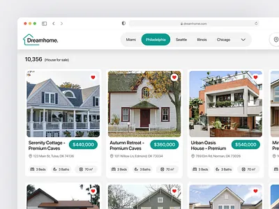Dreamhome - Real Estate Booking Dashboard agent booking dashboard home house listing product product design properties property real estate realestate reservation saas search service ui ux vacation villa