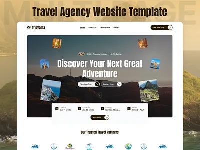Tripvanta – Travel Agency Website Template design designtocodes figma template product design template design tour tour agency tour agency website tourism tourism website travel travel agency travel agency website travel website ui uiux uiux design