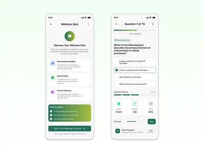 Wellness Quiz screen app app design fitness app fitnessquiz habittracker healthapp ios mobile mobile app quiz quizapp ui ux wellnessapp