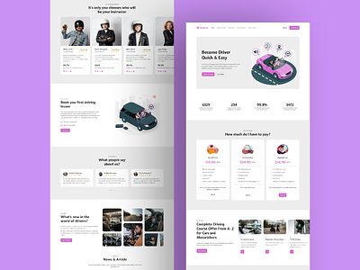 Driving Course Web UI Template auto car defensive driving design website driver driver training drivers license driving classes driving instructor driving lessons driving school home page design landing page learning road road safety traffic training ui design web design