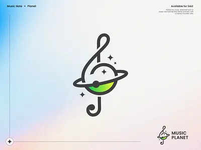 Musical Note with Planet Logo music planet logo sound logo