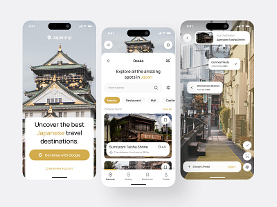 Japantrip - Travel Guide Mobile App app app design apps booking clean ios japan mobile tour guide tourism travel travel agency travel app travel service traveling trip trip palnner ui ux vacation