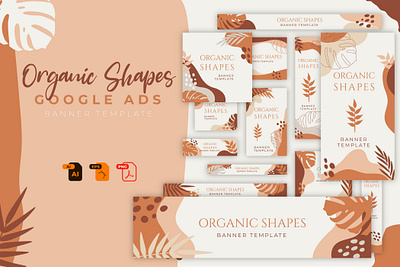 Organic Shapes Google Ads Banner Template abstract ads banner design google graphic design illustration organic