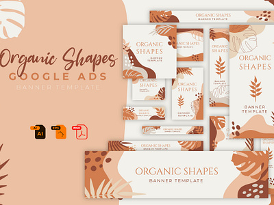 Organic Shapes Google Ads Banner Template abstract ads banner design google graphic design illustration organic