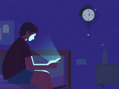 Late-Night Scroll bedroom digitalart dribbble illustration latenight latenightmobileuser minimalart nightmood screen time screenlight screenontime solitude vectorart