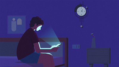 Late-Night Scroll bedroom digitalart dribbble illustration latenight latenightmobileuser minimalart nightmood screen time screenlight screenontime solitude vectorart
