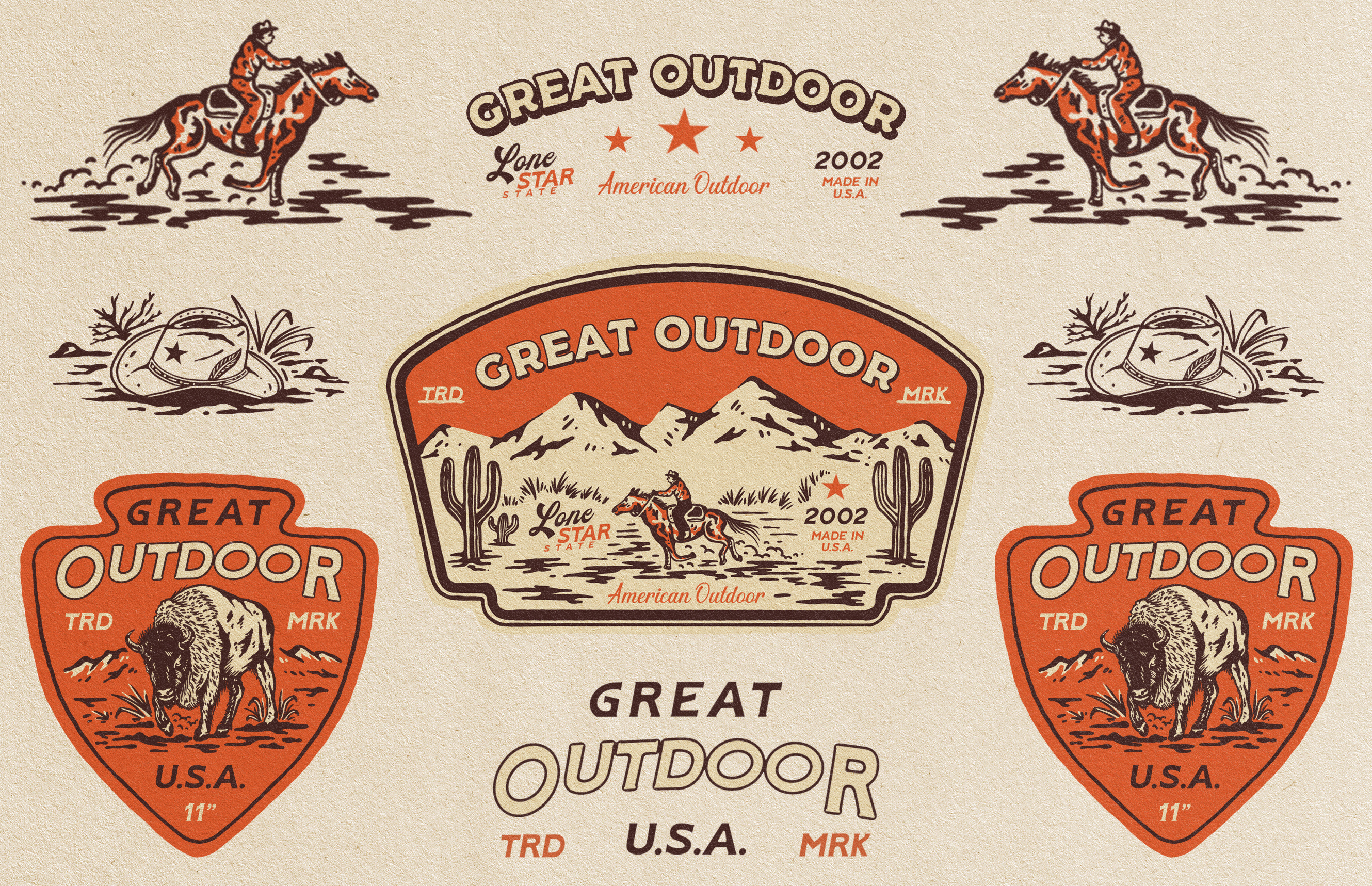 Great Outdoor Patch! apparel badge design branding clothing cowboy desert design design vintage graphic design illustration logo nature outdoor patch design retro texas tshirt vintage western wild west