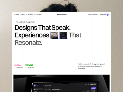 Na'am Studio - Design Studio Landing Page agency agency landing page bold typography clean design design design agency design portfolio design studio landing page large font logo marketing portfolio studio typography ui ui ux design