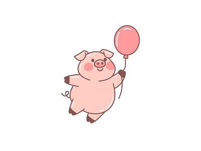 Pig let balloons animal balloons brand branding character design fly graphic design icon illustration logo logotype mark mascot minimal pets pig pig logo premium vector