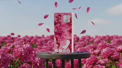 Carino Daily Pads - Packaging Design in Bloom realistic render