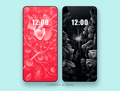 Human body / Mariana Trench Landscape illustration adventure blood brain cells design environment exploration heart illustration landscape illustration lungs marine nature outdoor shipwreck travel underwater wallpaper
