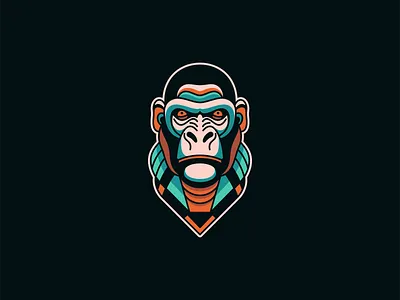 Neo Vintage Gorilla Logo animal branding design emblem gorilla icon identity illustration lines logo mark mascot neo retro sports symbol vector vintage