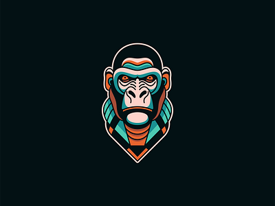 Neo Vintage Gorilla Logo animal branding design emblem gorilla icon identity illustration lines logo mark mascot neo retro sports symbol vector vintage