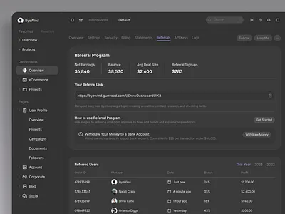Referrals - SnowUI dashboard ui kit