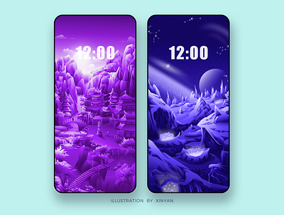 Shaolin Temple / Saturn caves landscape illustration adventure alien environment futuristic illustration landscape illustration mountain nature oriental outdoor planet scifi serene space stars temple travel vector wallpaper web
