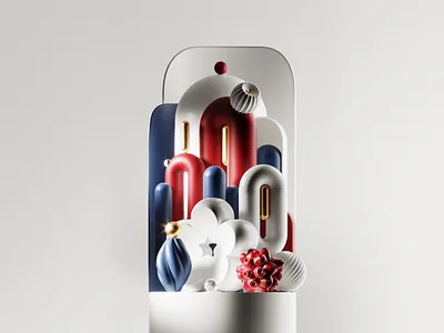 Red and Blue 3d blue candy cgi design illustration playful red render shiny sweet