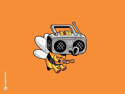 Bzzzz bee bold character clean cute design funny illustration insect line mascot merch quirky radio simple t shirt toy toys vector vibrant