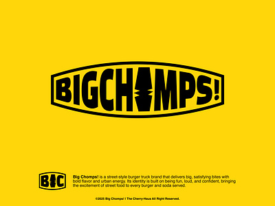 BIG CHOMPS! A street-style burger truck. branding burger design food graphic design illustration logo typography vector