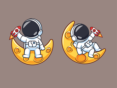Astronaut Playing Rocket on Moon🧑🏻‍🚀🚀🌙 activity astronaut branding cartoon character cute doodle flat galaxy icon illustration logo miniature moon planet rocket space toy