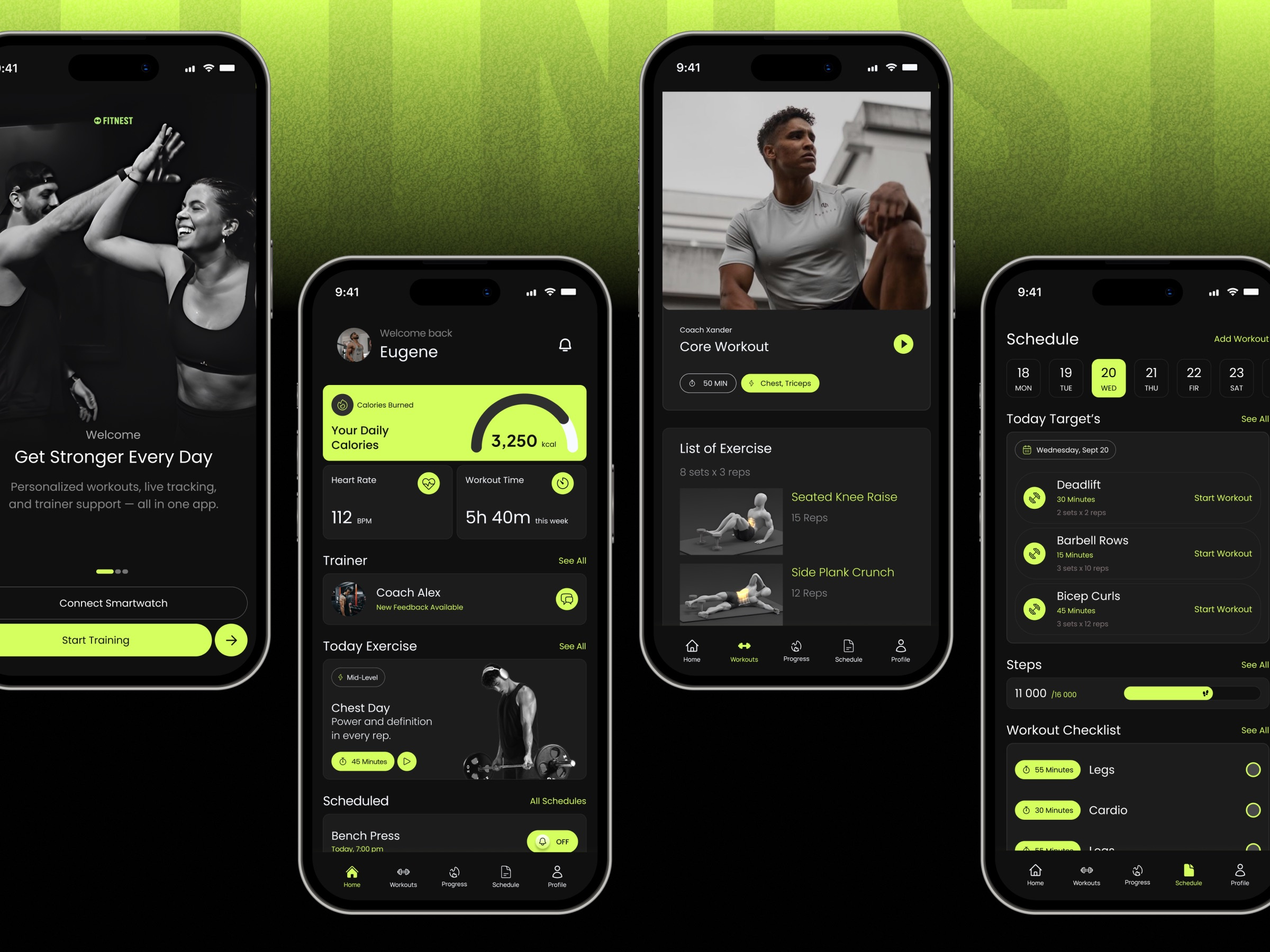 Fitnest - Fitness Workout Mobile App UI Bold Modern Design app app design branding dashboard digital product fitness fitness app gym mobile app mobile app design mobile design product design responsive saas social media sport startup ui web design workout