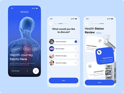 AI-Powered Medical Surgery App Design ai app android design doctor app figma design health tech healthcare hospital ios lab medical assistance mobile app mobile design modern splash surgeries surgery app telemedicine ui ux design