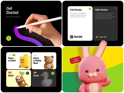 3D Modeling App for Kids & Creators 3d design 3d modelling beginner friendly colorful creative app creative tools design system edtech education app gamified design interface interface design kids app kids learning minimal design mobile design playful product design toy app ui ux