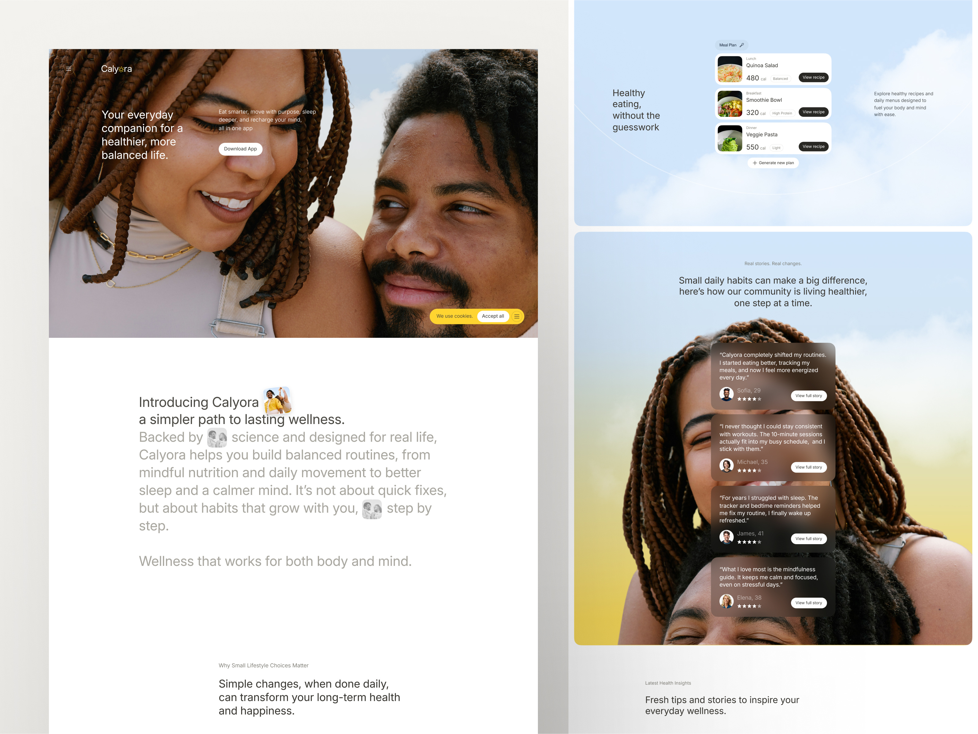 Calyora - Holistic Wellness UI Kit & Landing Page design landing landing page landing page ui minimalist modern modern design ui ui kit web web design web ui web ui ux website design wellness wellness landing page