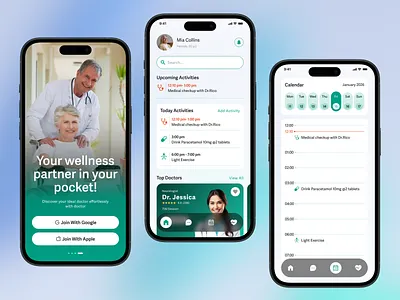 Senior Care App UI Design caregiver app elderly care app health monitoring app healthcare app ui healthtech design medical app design minimal design mobile app ui modern app ui senior care app senior health app ui ux design user experience wellness app