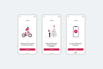 On-Boarding screens for project RENTHEM app design interactive design prototype rent ui uiux
