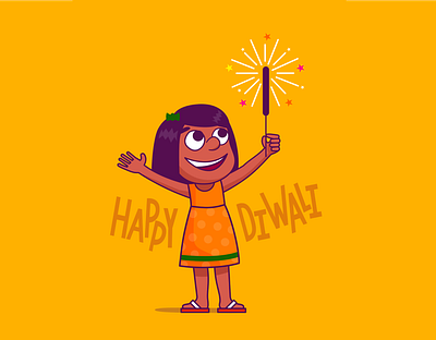 Kid celebrating Diwali digital diwali flatcolors illustraion illustration india minimalistic vector