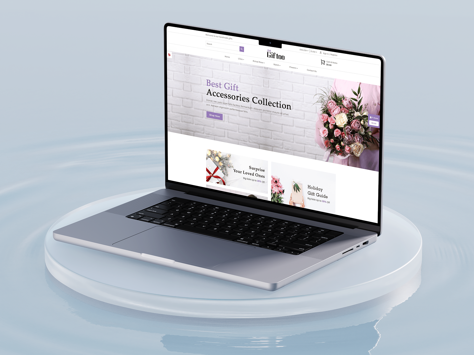 Example of Elegant E Commerce Gift UI