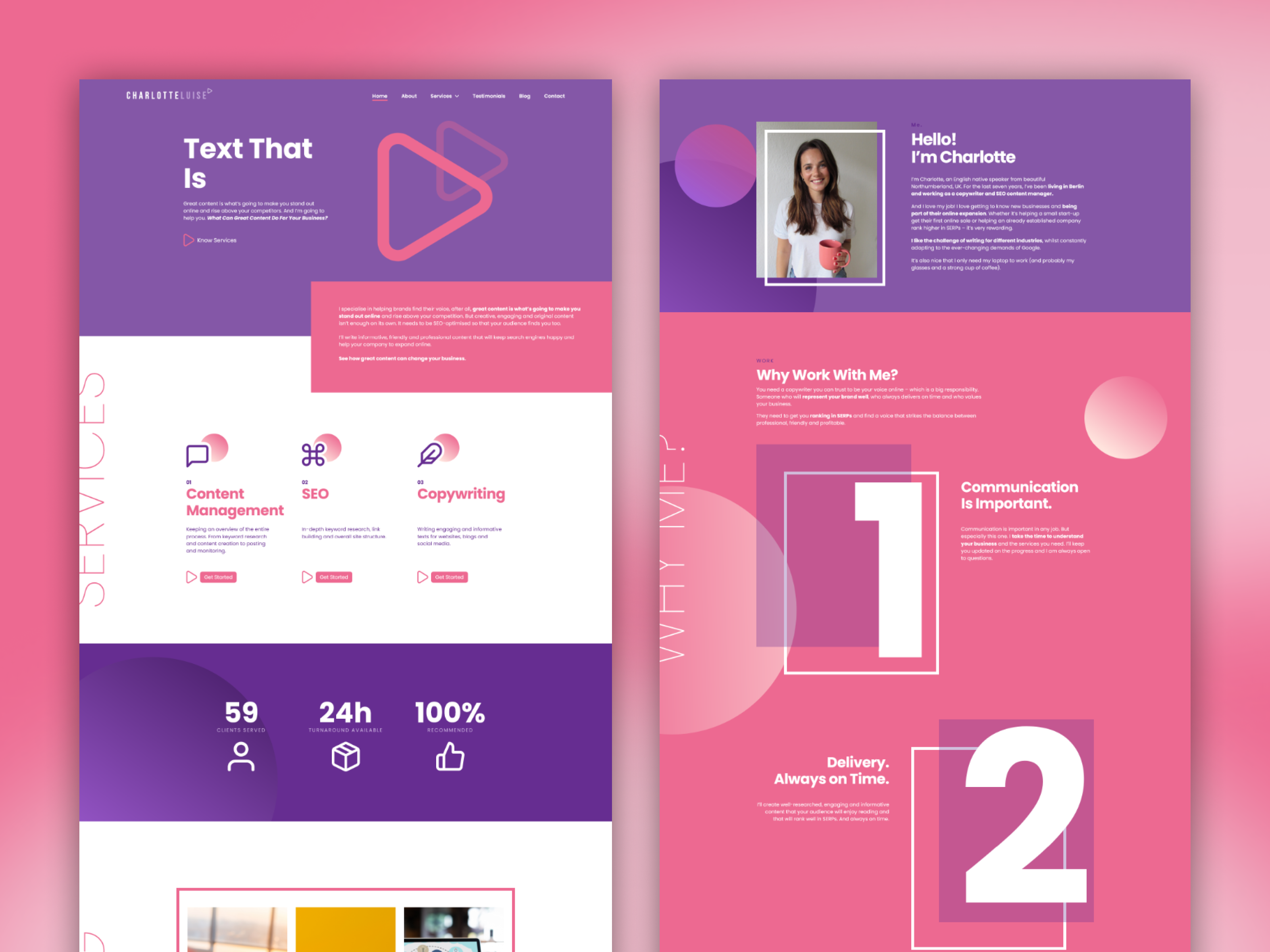 Personal Business Website | CharlotteLuise acf acf pro business business website content custom theme dynamic responsive seo website website design website development wordpress