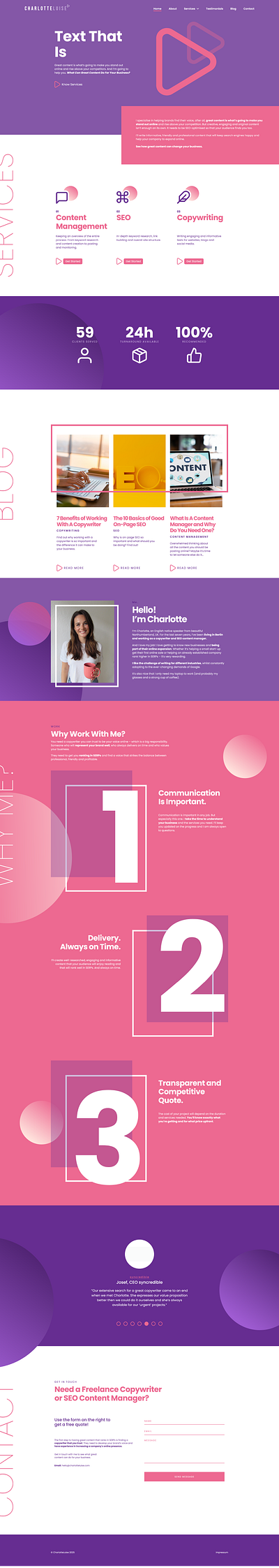 Personal Business Website | CharlotteLuise acf acf pro business business website content custom theme dynamic responsive seo website website design website development wordpress