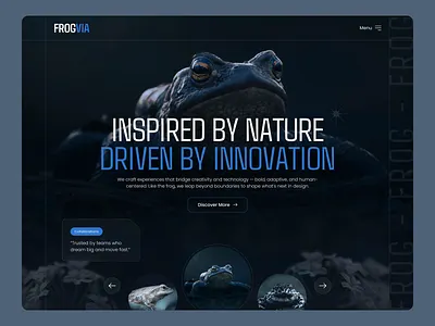 Frogvia Website animal branding creative dark blue design dribbble figma frog frog web frog website landing page logo nature typography ui ux water web website