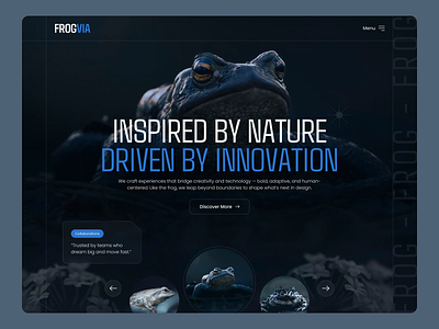 Frogvia Website animal branding creative dark blue design dribbble figma frog frog web frog website landing page logo nature typography ui ux water web website