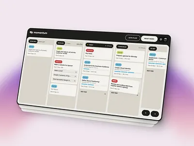 Momentum - Task Management SaaS with Auto Planning | UI/UX app dark theme graphic design kanban marketing design minimalistic saas task task management task management tool ui ux