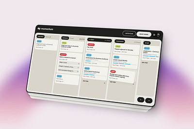 Momentum - Task Management SaaS with Auto Planning | UI/UX app dark theme graphic design kanban marketing design minimalistic saas task task management task management tool ui ux