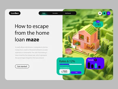 Home loan - Landing Page 3d home illustration isometric loan lowpoly ui ui ux ux web design