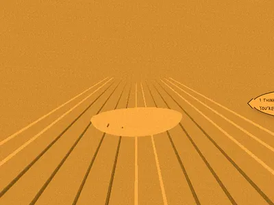 Dialog between an abstract boat and its waves interactive dialogue