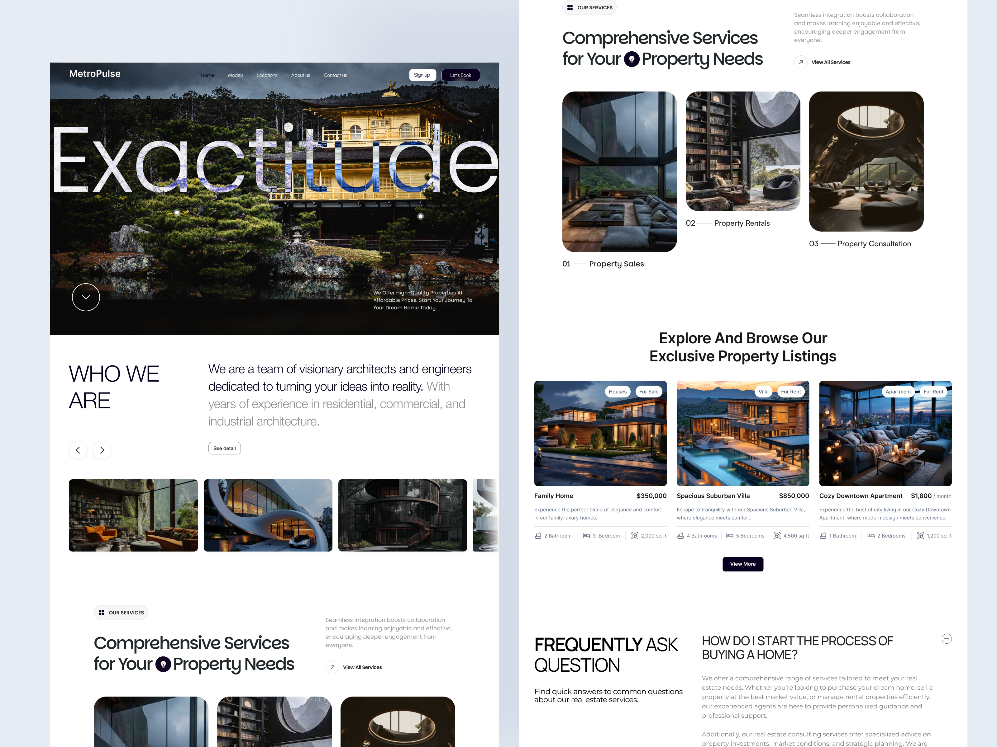 MetroPulse | Property & Architecture Website Design adobe xd creativeui design figma interface design ui ux