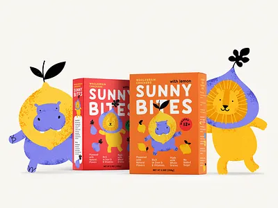 Fruity Animal Characters & Crackers Packaging Design animals box branding children cookies crackers cute food illustration packaging pattern retro textured
